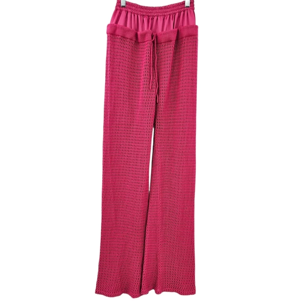 Saudade De Voce Wide Leg Knit Pant Hot Pink Women's Size M Summer Beach Vacation - Picture 1 of 12